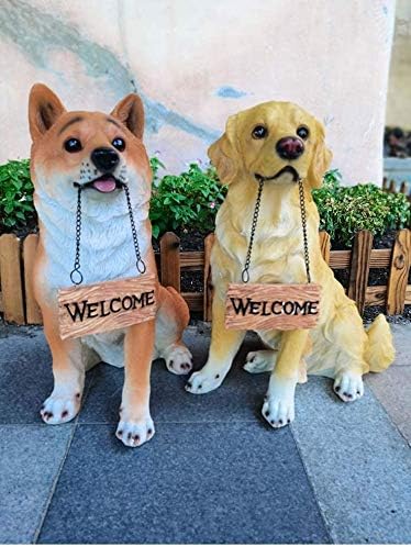 Outdoor Statue Garden Sculpture Garden Dog Statue Sculpture, Resin Dog Art Craft Model Garden Garden Decoration H46CM