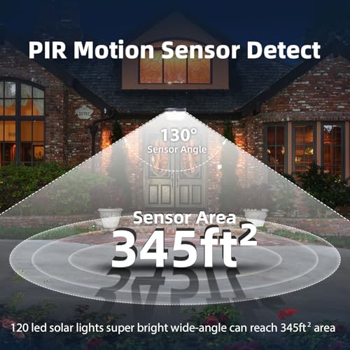 HMCITY 120 LED Solar Wall Lights - Motion Sensor, IP65 Waterproof, 6-Pack