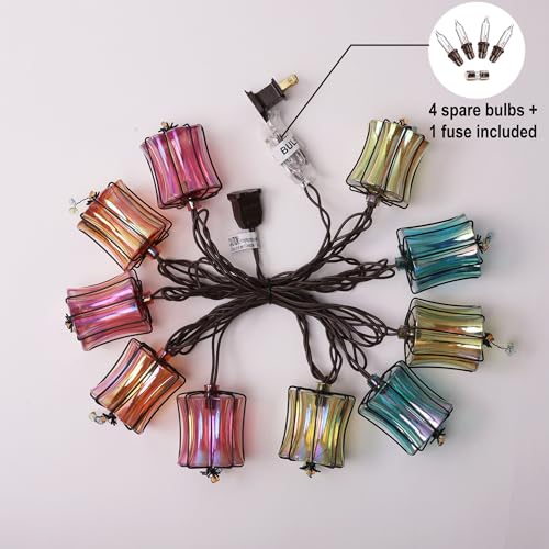 Outdoor String Lights - 10 Incandescent Bulbs, Multicolor, Connectable Weatherproof