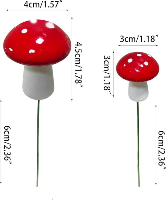 10Pcs Red Garden Stakes Mushroom Miniatures Indoor Outdoor Silhouette Fairy Garden Lawn Yard Decorations Lawn Inset Craft Decorative Garden Stakes Outdoor Decor