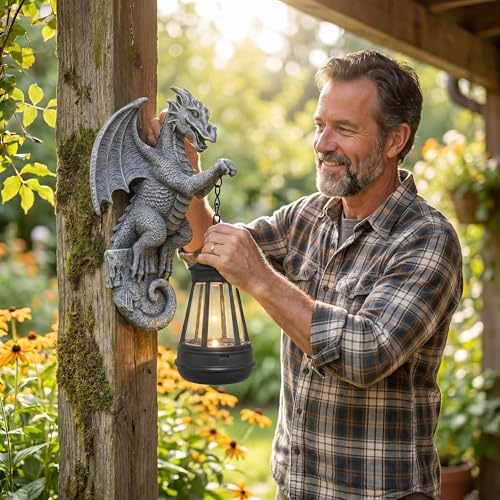 Solar Dragon Statue Tree Hugger - LED Garden Decor