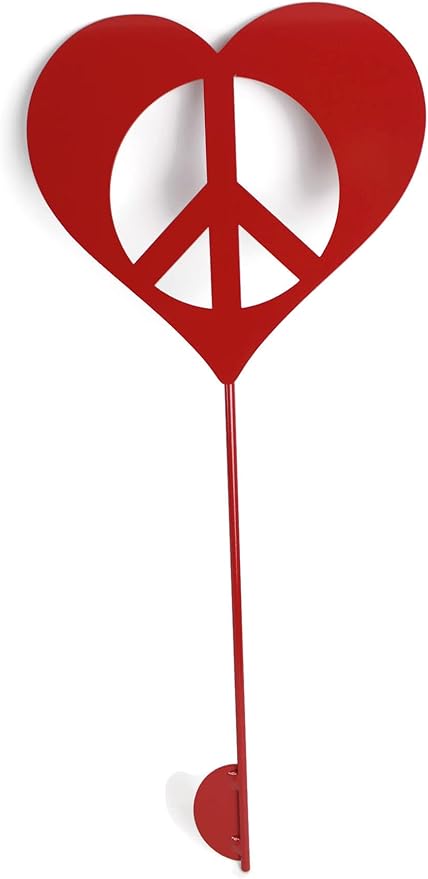Peace and Heart Staked Signs or Wall Art Rustic or Powder Coated Finishes (Peace Heart Small Stake 21", Red)