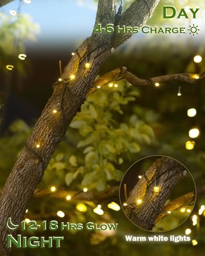 3 Pack Solar String Lights - 59FT 180 LEDs, 8 Modes, Warm White