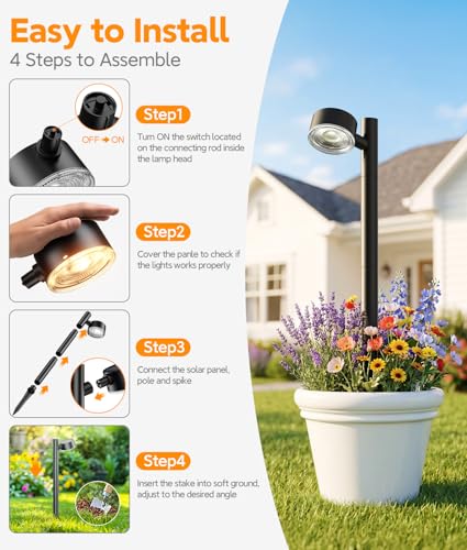 Solar Pathway Lights - 4 Pack, Waterproof, Auto On/Off