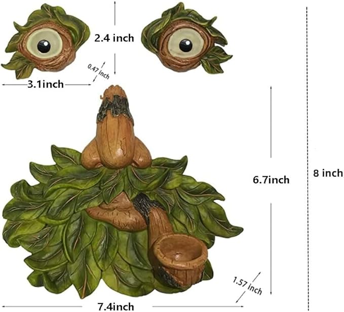 vomiceak Tree Face Decor Outdoor - Bird Feeder, Unique Old Man Tree Face Hugger Statues - Glow Eyes in Dark, Funny Garden Patio Art Statue Decor