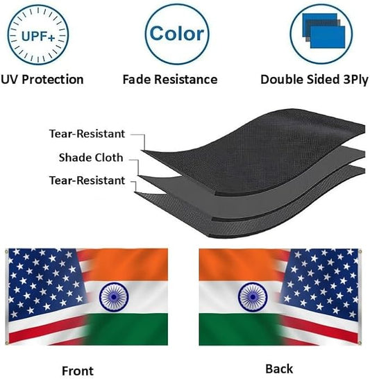 Indian American Combination Flag 3X5FT, Double Sided 3Ply, US India Flags, Men Women Banner,Vibrant Colors, Double Stitched with 2 Brass Grommets, Bar Garden Street Decoration, GYM, Office Decor,Indoor Outdoor Use,Gifts. (US-IN-X, 3x5ft3ply)