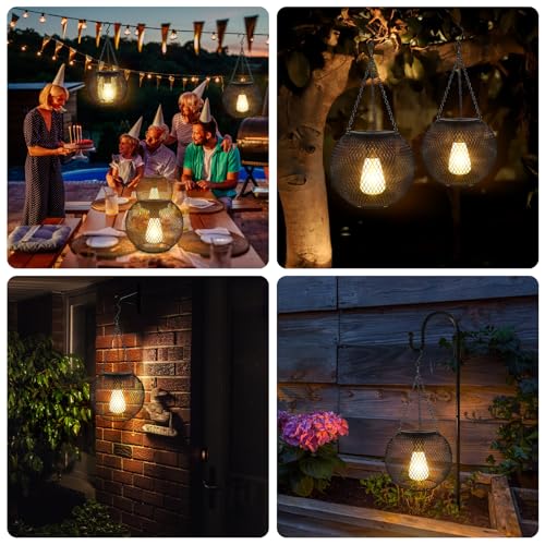 Solar Hanging Lantern - Retro Metal Waterproof (2pcs)