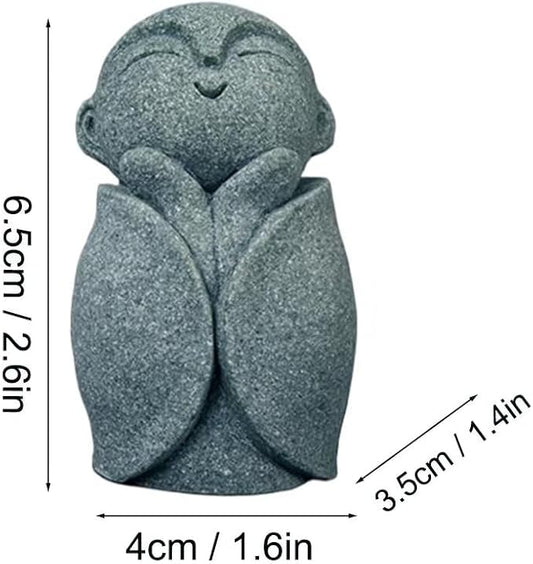 Mini Monk Buddha Statue Sandstone Statues Zen Monk Praying Statue Sculptures for Wealth Good Luck Feng Shui Decor Home Fish Tank Aquarium Garden (Style 6)