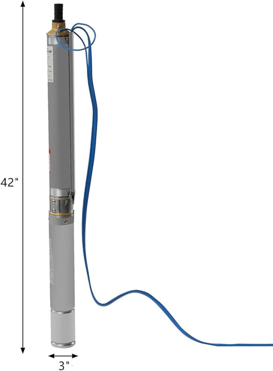 Deep Well Submersible Pump AC 110V 750W Electric Submersible Water Pump, 16 GPM Flow, 380ft Lift, Farm Ranch Irrigation Submersible Bore Hole Deep Well Pump 3420 RPM