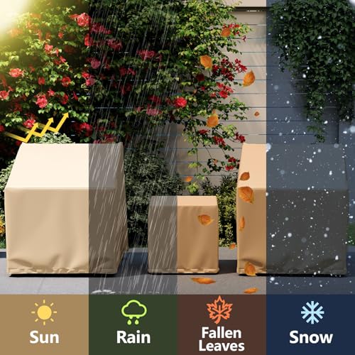Tangkula Patio Furniture Covers 3 Piece Set for 2 Chairs & Side Table