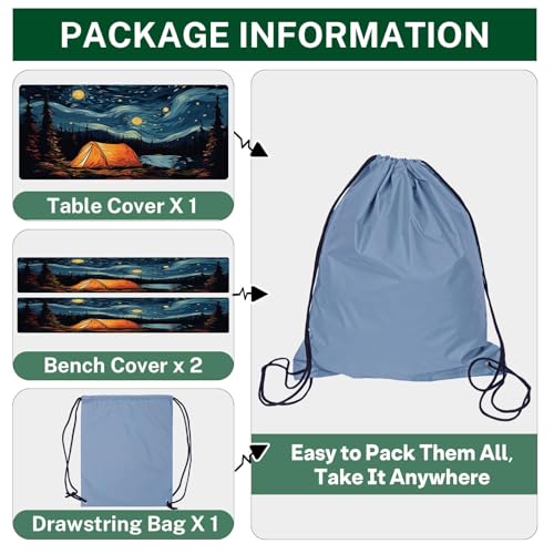 Picnic Table Cover with Bench Covers, Dark, 3 Pack, 72 Inch