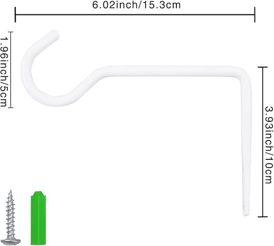6 Inch Metal Wall Plant Hanger for Hanging Plants, Bird Feeders, Wind Chimes, Flower Baskets – Plant Hanger Indoor Indoor/Outdoor Use, 2 Pack White