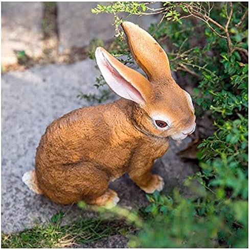 Garden Courtyard Decoration Crafts Outdoor Landscape Sculpture Resin Animal Simulation Rabbit Ornaments(Color:B)