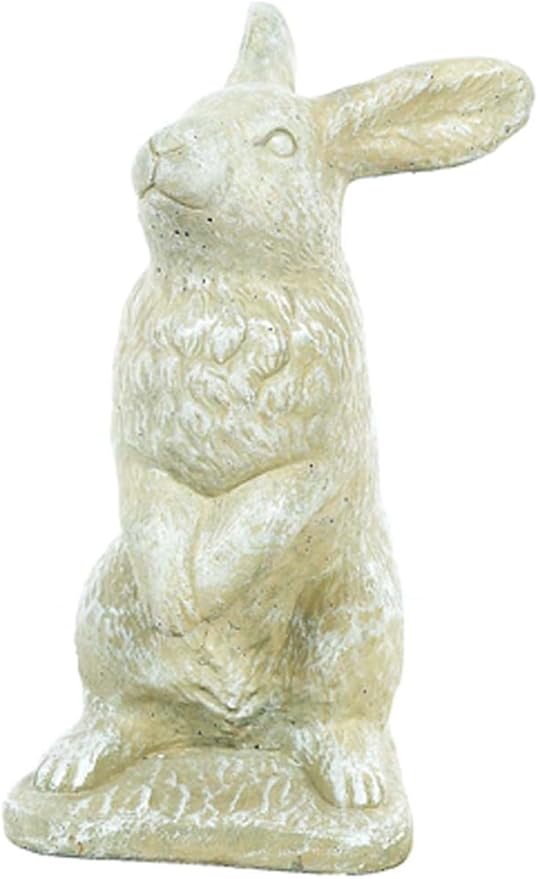 Solid Rock Stoneworks Begging Rabbit Concrete Statue, 15" Tall - Desert Sand Finish