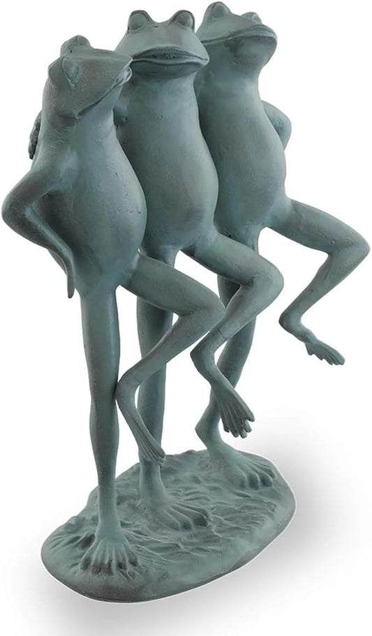 SPI Home Dancing Frog Trio Cast Aluminum Garden Sculpture 18.5 Inches High Outdoor Décor