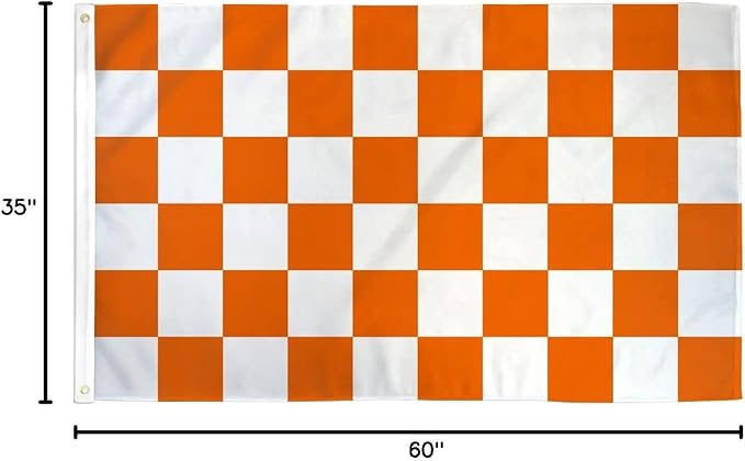 AZ FLAG - Tangerine And White Check Flag - 3x5 Ft - 100D Polyester Checkered Racing Banner with Two Metal Grommets - Fade Resistant - Vivid Colors - 3' x 5' Feet - 150x90 Cm