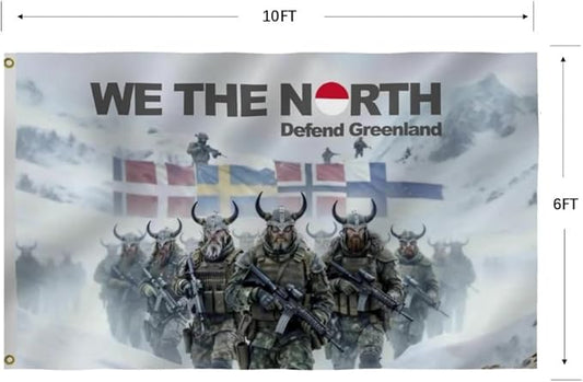 Defend Greenland Flag 6X10FT, Both Sides Printed, Men Women Banner,Vibrant Colors, Double Stitched with 2 Brass Grommets, Bar Garden Street Decoration, GYM, Office Decor,Indoor Outdoor Use,Gifts. (Defend, 6x10ft)