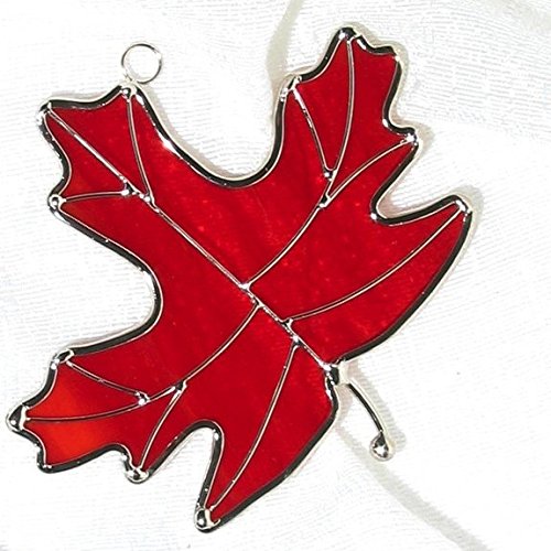 Stained Glass Maple Leaf Suncatcher - Red