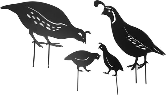 Metal Quail Family Yard Decor Innovative Iron Art Hand Crafted Quail Stake Statue for Garden Yard Outdoor