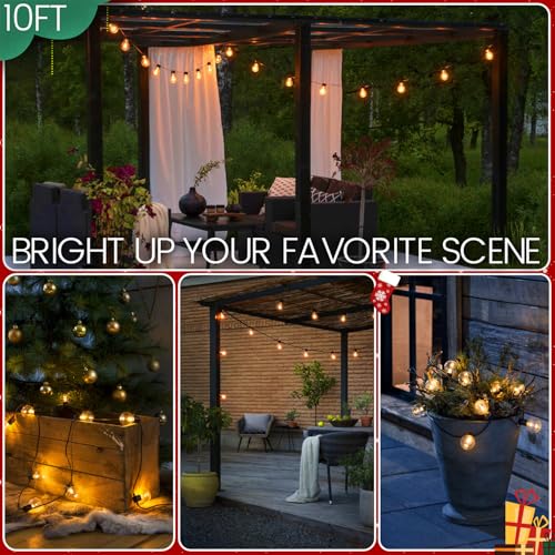 10FT LED Outdoor String Lights - Waterproof Linkable