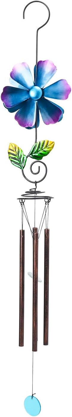 MUMTOP Wind Chimes for Outside Clearance - Garden Wind Chimes with Flower Wind Spinner, 33 Inch Deep Tone Metal Memorial Sympathy Windchimes for Patio Outdoor Porch Yard Decor Gifts(Blue)