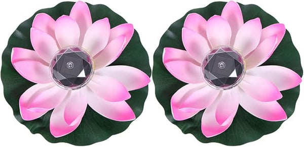 BESTonZON 2pcs Solar Floating Lotus Pond Lights, Outdoor Landscape LED Water Garden Decor with Color-Changing Gradient, Solar-Powered Waterproof Pool Lamps for Garden Pond