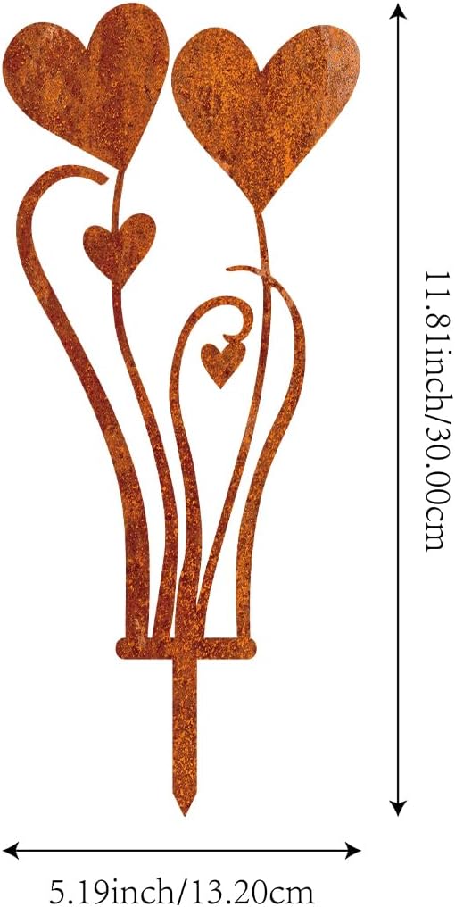 Decorative Garden Stakes, Welcome Yard Sign, Metal Arrangement Ornaments for Courtyard Lawn, Rusty Outdoor Decortions for Easter Housewarming (E)