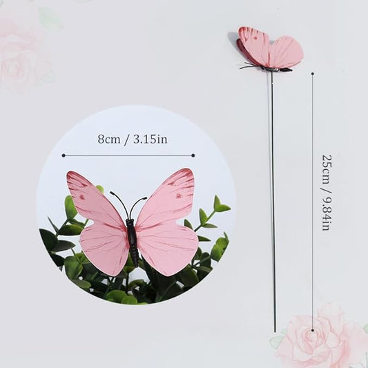 VininMayii,24PCS(6 Colours X 4) Butterfly Garden Stakes,Waterproof Outdoor Yard Art,Vibrant Realistic Plant Picks for Flower Beds,Planters and Patio,Fluttering Whimsical Decor for Spring and Memorials