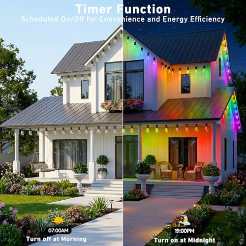 Smart RGB LED String Lights 200FT - Dimmable, Waterproof, Shatterproof