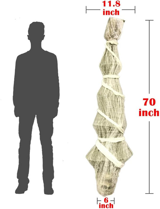 Halloween Decorations Outdoor - 70 Inch Hanging Corpses Props Scary Skeleton Body Inside Spider Web Halloween Yard Indoor & Outdoor Decor Halloween Party Favors Haunted House Decorations