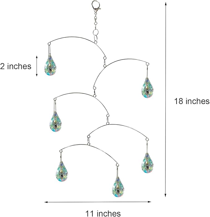 DIY Crystal Sun Catcher Wind Chime, Hanging Prisms Rainbow Maker Suncatcher for Home and Garden Decoration (FL-50AB-6PP)