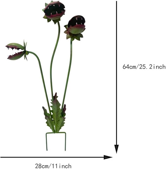 Metal Carnivorous Plant Garden Stake, Outdoor Yard Lawn Decoration, Spiky Venus Flytrap Garden Art, Halloween Garden Ornament, Creepy Plant Lawn Decor 64cm