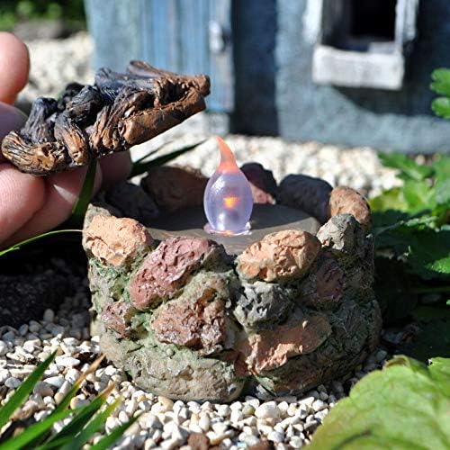 Miniature Fairy Garden Stone Fire Pit with Light