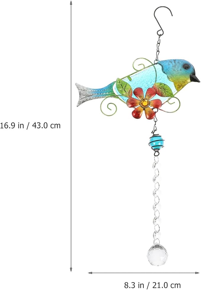 Toyvian Creative Crystal Bird Statue Garden Decor Outdoor Iron and Glass Bird Figurine Compact Lawn Ornament for Home and Patio Adornment