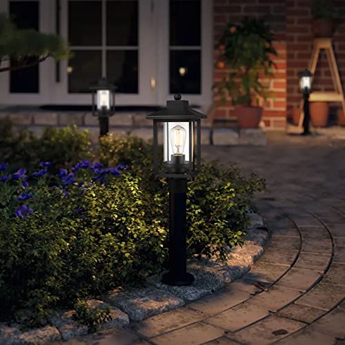 Outdoor Post Light - Black with Clear Glass Shade