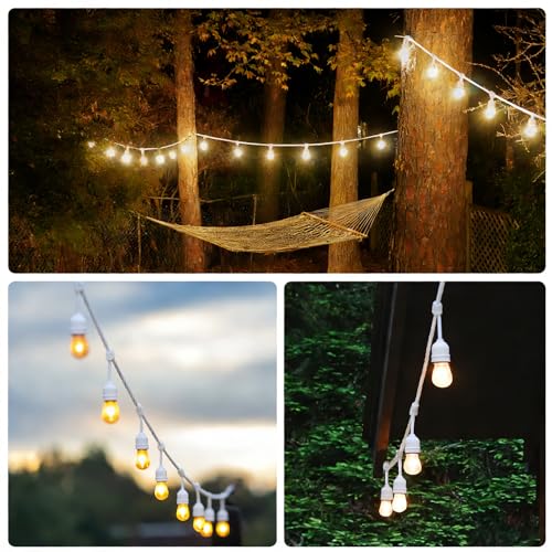 SUNTHIN 50FT White Outdoor String Lights - 16 LED Bulbs
