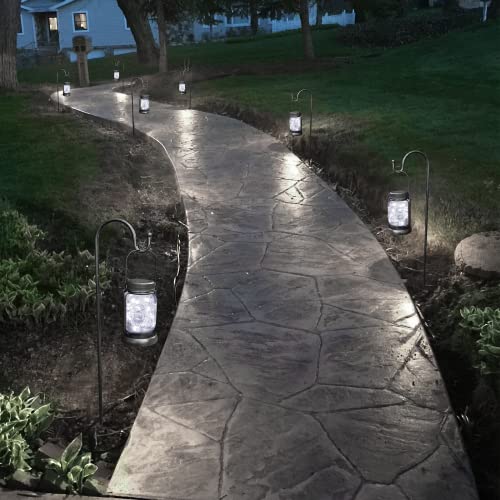 Solar Mason Jar Lantern - 4 Pack with Stakes, Cool White