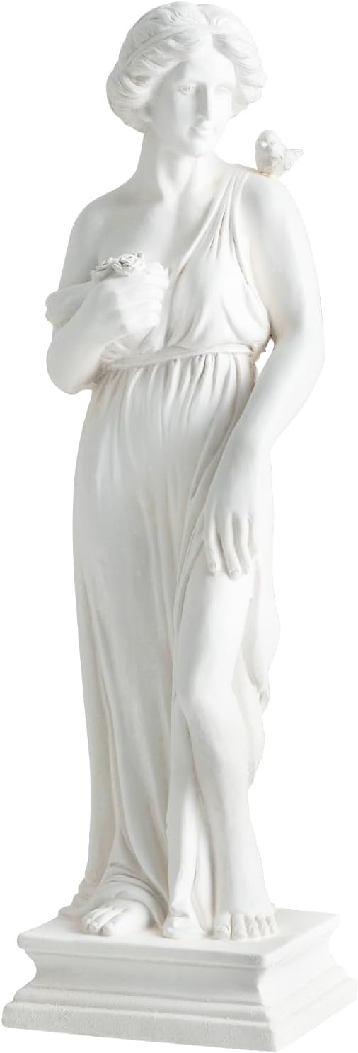 Giantex 31.5" Greek Goddess Statue with Bird, Roman Style Outdoor Garden Statue, Mythology Sculpture with Antique Finish, Weather-Resistant Magnesium Oxide Yard Decor for Patio, Lawn, Courtyard