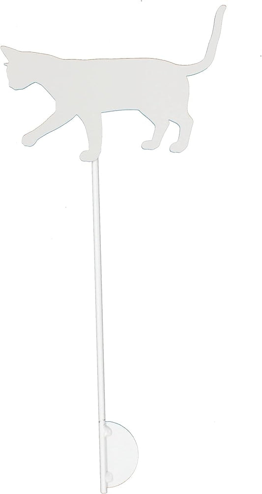 Pets and Farm Animals Metal Garden Landscape Stake (9" Wide Cat on Stake, Off White)