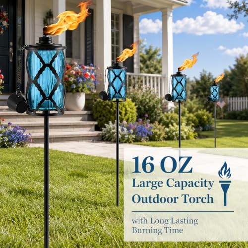 4-Pack Garden Torch 16oz - 5-Prong Ground Stake