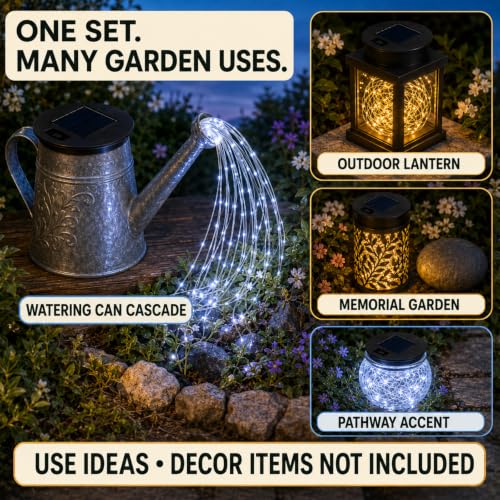 Solar Watering Can Lights - 2 Pack, Warm & Cold