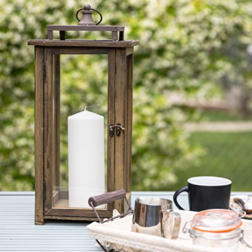 Stonebriar 18" Rustic Wooden Candle Hurricane Lantern