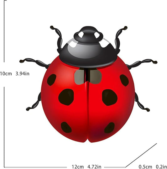 Surakey Metal Garden Decor for Outside Cute Ladybugs Yard Art Lawn Ornaments Wall Sculptures & Statues Iron Ladybug Wall Decoration Outdoor Fence Decorations for Patio Park (Red)