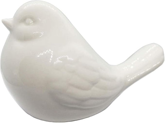 New White Bird Figurine, Ceramic Chubby Bird Figure Cottage Animal Bird Statue Decorations for Home Garden Decor Accents