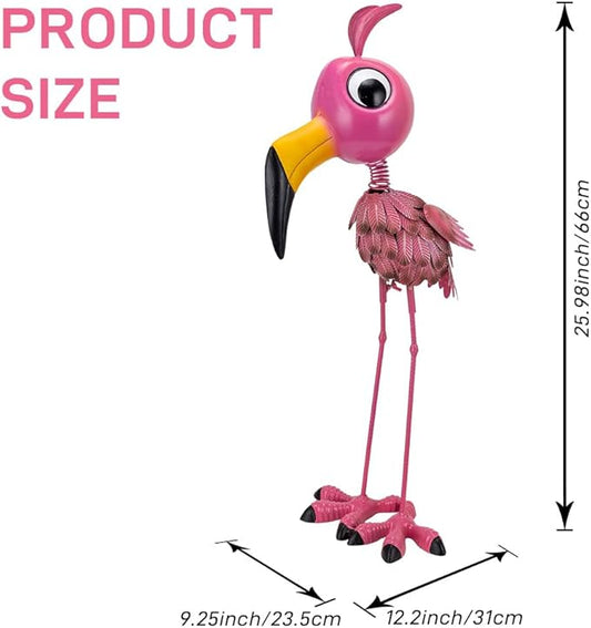 26” Metal Flamingo Statue Outdoor Garden Decor - Funny Flamingo Sculpture for Lawn, Backyard,Yard Art Gift- Unique Flamingo Figurine for Birthday, Housewarming, Christmas