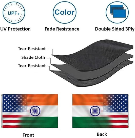 Indian American Combination Flag 3X5FT, Double Sided 3Ply, US India Flags, Men Women Banner,Vibrant Colors, Double Stitched with 2 Brass Grommets, Bar Garden Street Decoration, GYM, Office Decor,Indoor Outdoor Use,Gifts. (US-IN-Z, 3x5ft3ply)