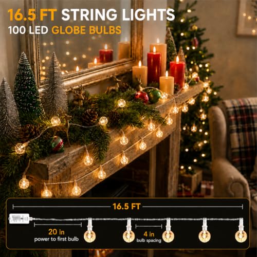 Globe String Lights - Battery Operated, 16ft, 50 LED, Remote