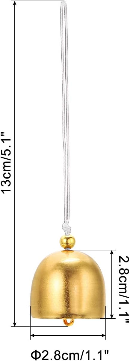 PATIKIL 6 Pcs Wind Chime, Hanging Bells Temple Bells Retro Outdoor Hanging Metal Chinese Wind Chime Round for Outside Garden Camping, Gold White