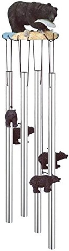 StealStreet SS-G-41634, Round Top Black Bear Hanging Garden Decoration Wind Chime