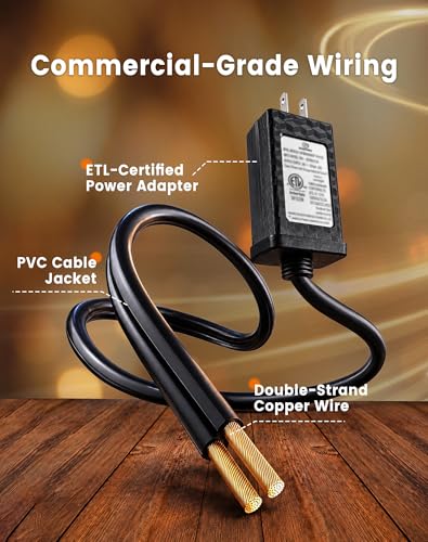 110FT LED String Lights - Waterproof, Dimmable, Warm White, 3 Modes